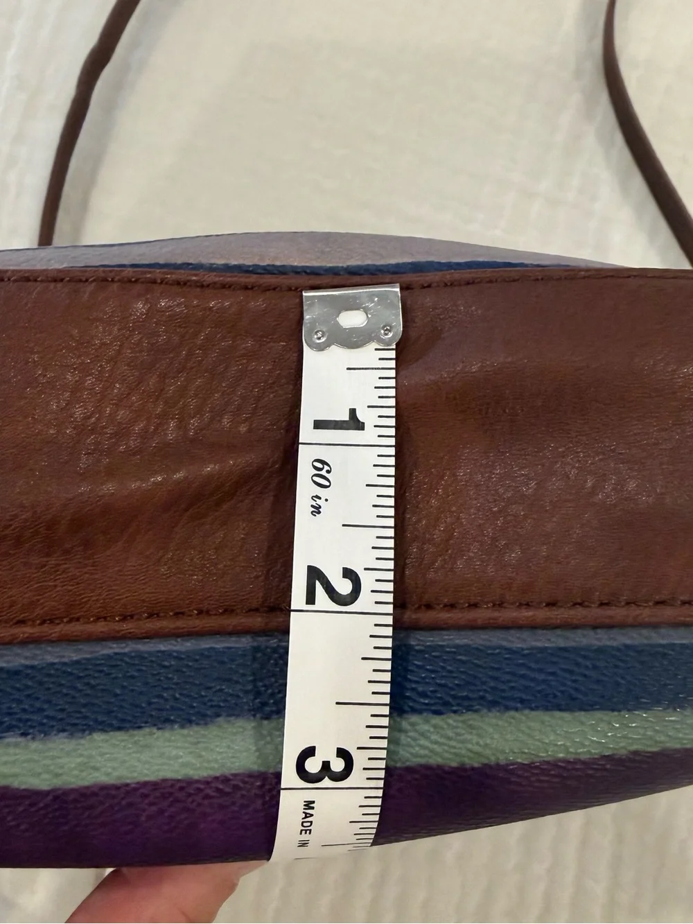 The Sak Striped Crossbody Bag Multicolor Boho Purse Leather Trim